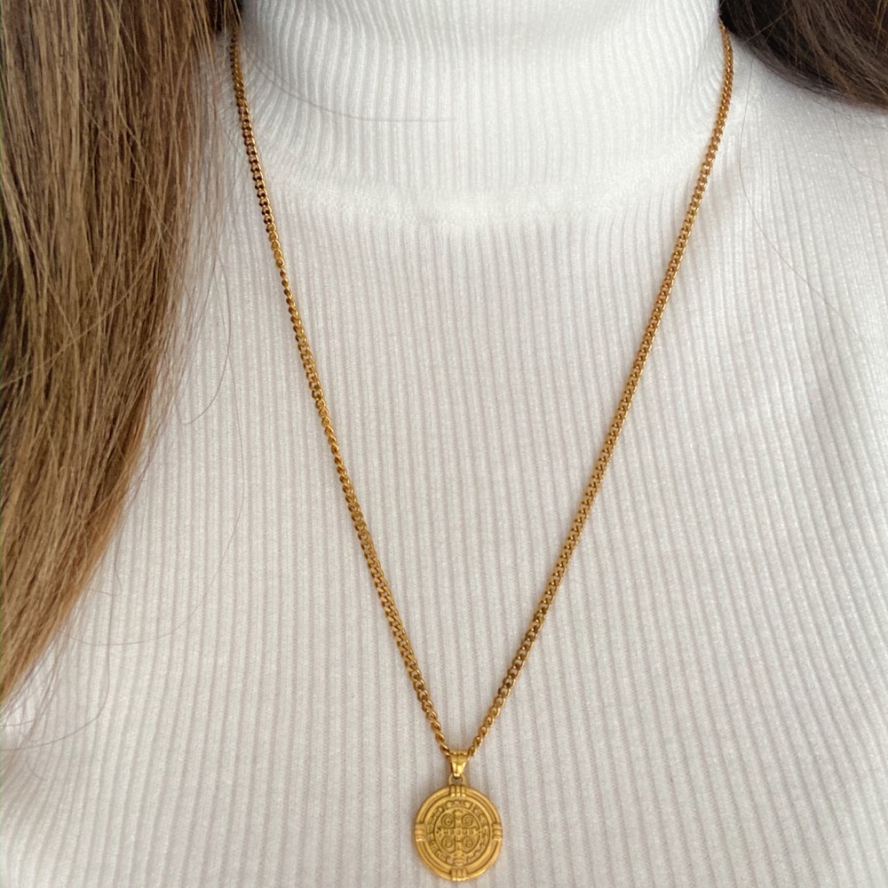 St Benedict Medallion Coin Necklace - Picture 2 of 4